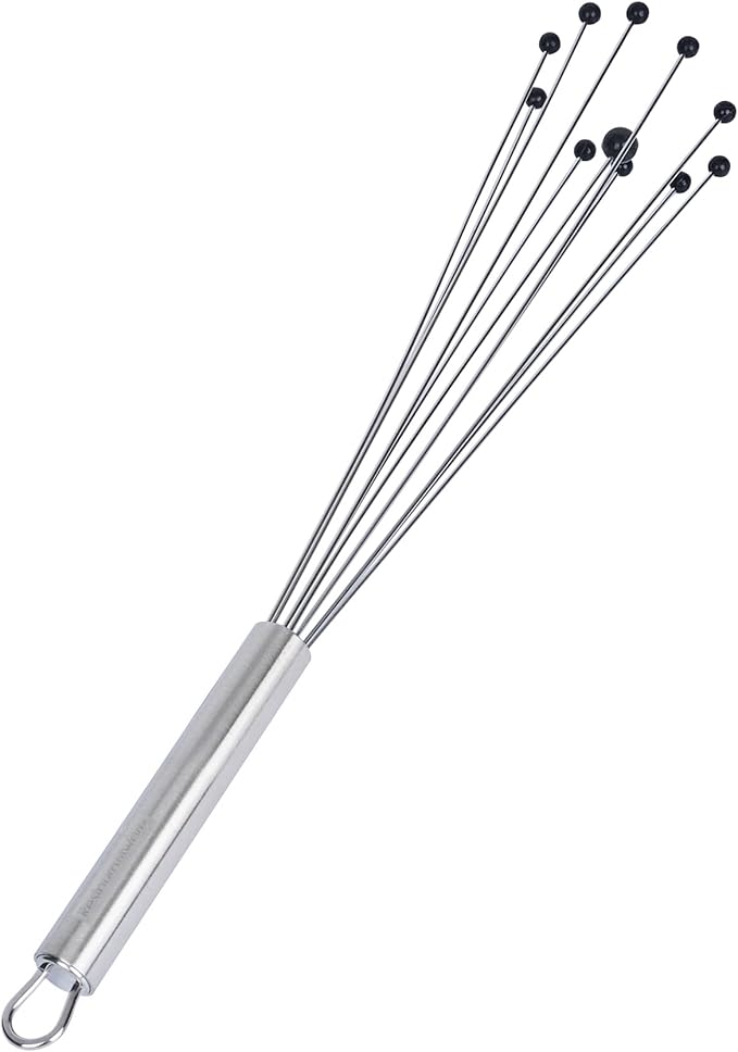 Restaurantware-German Standard 12.6 Inch Ball Whisk, 24 Kitchen Whisks With Silicone Balls - Ergonomic Handle, Dishwashable, Stainless Steel Manual Egg Beater, Durable, For Whisking, Stirring, Mixing