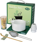 Matcha Bowl Set, Matcha Whisk and Holder, Stainless Sifter & Bamboo Scoop, Towel, 7 PCS Matcha Starter Kit for Matcha Lovers, White