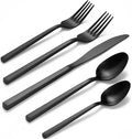 Alata Cube 45-Piece Forged Stainless Steel Flatware Set Cutlery Set with Utensil-Serving Set, Silverware Set Service for 8, Matte Satin Polished, Dishwasher Safe