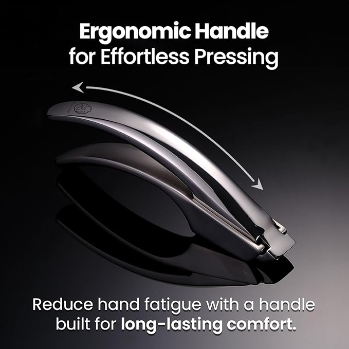 No Peeling Required Garlic Press Stainless Steel with Two Detachable Handles for Coarse&Fine Mincing-Premium Garlic Mincer Tool, Easy to Clean, Dishwasher Safe Garlic Crusher with Lifetime Replacement