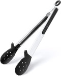 12 Inch Kitchen Tongs for Cooking, 600ºF Heat Resistant Silicone Cooking Tongs with Silicone Tip & Integrated Tool Rests for Tossing Salad, Serving Food, Grilling, Non-Stick & Dishwasher Safe (Black)