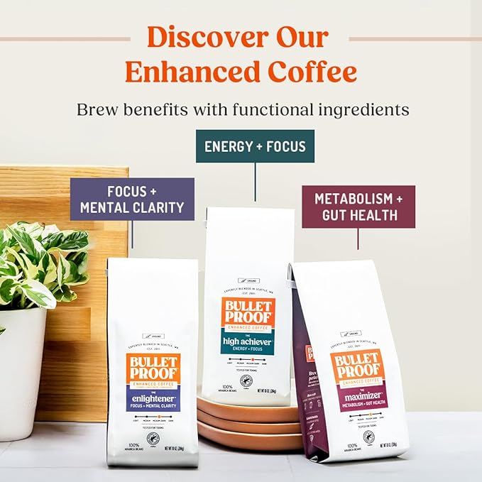 Bulletproof Original Medium Roast Ground Coffee, 12 Ounces (Pack of 3), 100% Arabica Beans, Clean Coffee Tested for Toxins, Packaging May Vary