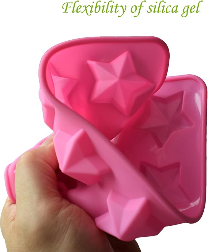 Star Chocolate Mold,Reusable Five Pointed Star Silicone Mold for Making Chocolates,Ice Cubes,Jellies and Candies(Pink)