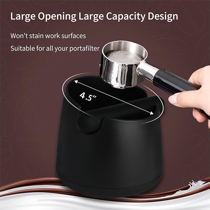 Knock Box Large Capacity Design Espresso Knock Box Tamping Mat Espresso Machine Accessories Set of 2 with Removable Knock Bar and Anti-Slip Base for Home Office Barista Tools for Bar Shop