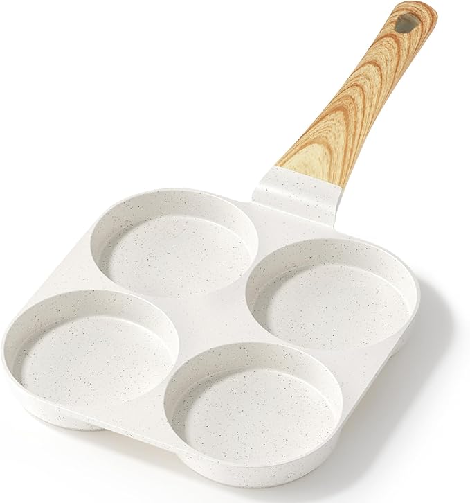 GiPP Nonstick Egg Frying Pan, 4-Cup Granite Non Stick Omelette Pan Skillet for Breakfast, Pancake Pan with Heat-Resistant Handle, Compatible with All Stovetops, Easy to Clean, PFOA Free, White