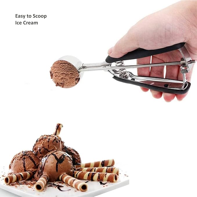 Cookie Scoop, Ice Cream Scoop, 3 Tbsp/ 45 ml/ 1.5 oz, 18/8 Stainless Steel Ice Cream Scooper with Trigger Release, Cupcake Scoop with Non-slip Grip