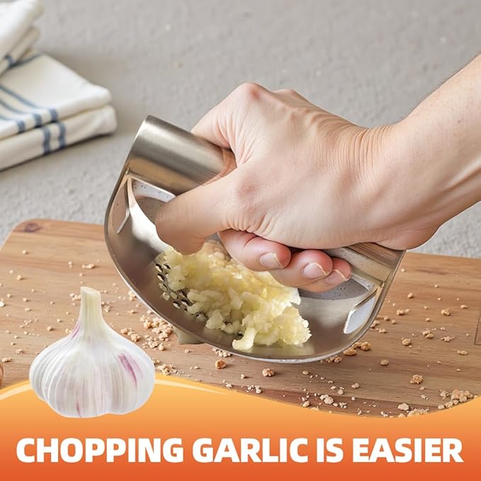 Stainless Steel Garlic Press Rocker, Ergonomic Garlic Crusher Tool for Effortless Mincing, Kitchen Gadget for Home Cooking and Chefs (1 PACK)