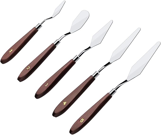 Cake Cream Spatula 5 Pieces/Set Stainless Steel Frosting Baking Pastry Tool Mixing Set Cake Icing Oil Painting Decorating Cream Toner Tool