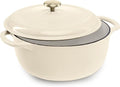 Best Choice Products 6 Quart Enamel Cast-Iron Round Dutch Oven, Family Style Heavy-Duty Pre-Seasoned Cookware for Home, Kitchen, Dining Room, Oven Safe w/Lid, Dual Handles - Vanilla Buttercream