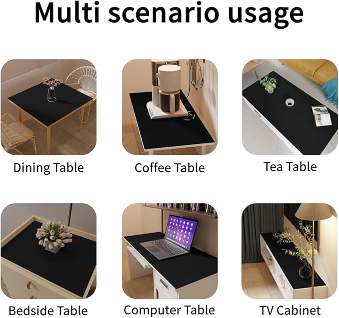 Desk Mat - 28x54 Inch Waterproof Easy to Clean Can Conceal Flaws Protector The Table Top from Scratches Used for Coffee Table (Black+Black 28x54)