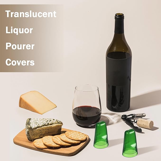 Chengu 24 Pieces Liquor Bottle Covers Pour Spout Covers Bar Toppers for Bottles Universal Pour Dispenser Dust Translucent Silicone Rubber Spout Caps for Bar Home Kitchen Tools Supplies (Green)