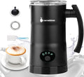 Milk Frother, 4-in-1 Electric Milk Steamer, 11.8oz/350ml Large Capacity for Auto Warm/Cold Foam, Heating Milk for Coffee, Latte, Macchiato, Cappuccino, Hot Chocolate (Black)