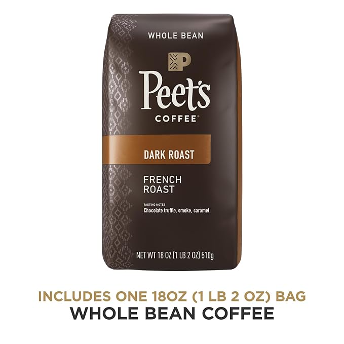 Peet's Coffee, Dark Roast Whole Bean Coffee - French Roast 36 Ounces (2 Bags of 18 Ounces)