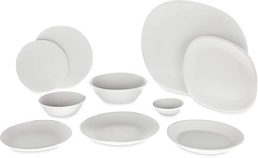 Carlisle FoodService Products Ridge Reusable Plastic Plate Dinner Plate for Home and Restaurant, Melamine, 10.5 Inches, Cement, (Pack of 12)