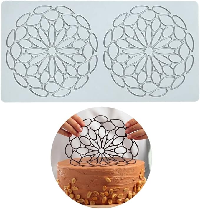 Silicone Molds 3D Hollow Leaf Chocolate Molds Honeycomb Bee Candy Mold Flower Pattern Fondant Mold Cake Topper Sugar Craft Decoration (J_Flower_10.4 * 5.28 * 0.12inch)