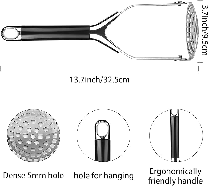 Joyoldelf Heavy Duty Stainless Steel Potato Masher, Folding Masher Kitchen Tool & Food Masher/Potato Smasher, Perfect for Avocado, Bean, Vegetable, Fruits, Baby Food, Meat