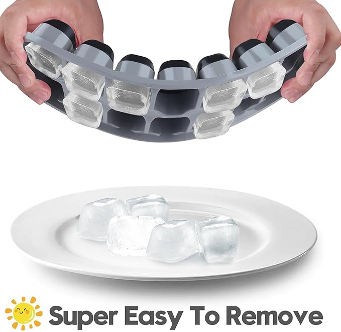 Ice Cube Tray 4 Pack, Easy-Release & Flexible 56 pcs Silicone Ice Cube Trays with Spill-Resistant Removable Lid, Stackable Ice Trays with Covers for Freezer, Cocktail