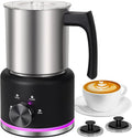 Milk Frother, 16.9 OZ Milk Frother and Steamer, 4 in 1 Electric Milk Frother Dishwasher Safe Durable Silent Frother for Coffee Hot and Cold Foam Maker (Black Stainless)