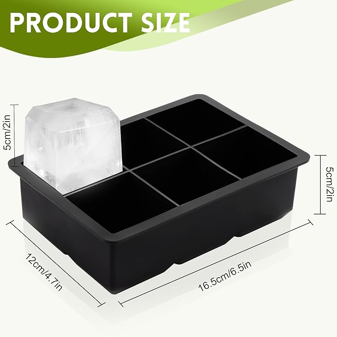 Ice Cube Trays Silicone,2 Pack Large Square Ice Cube Molds with Removable Lids,Stackable Big Ice Trays for Freezer,Ice Maker Reusable and BPA Free for Whiskey, Cocktail, Chilled Drink