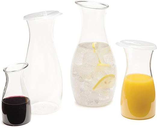 Carlisle FoodService Products 7090207 Cascata Carafe Juice Jar Beverage Decanter Only, Plastic, 1 L, Clear (Pack of 12)