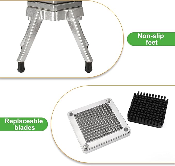 Commercial Chopper Vegetable Cutter Fruit Dicer Heavy Duty Stainless Stee Dicer Cutter Onion Chopper Professional Food Dicer for French Fry Tomato Peppers Potato (1/4″ Blade)