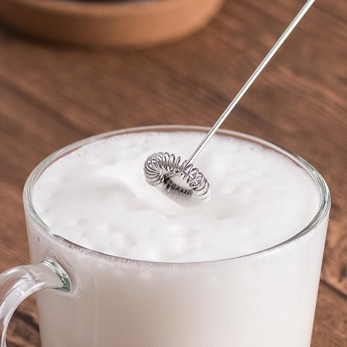 Electric Milk Frother, ROMAUNT Handheld Electric Battery Operated Frother Stainless Steel Foam Maker Perfect for Latte,Coffee,Cappuccino, Chocolate Milk Black 8 Inches New