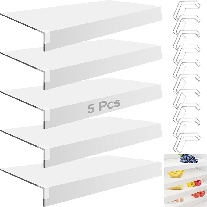 5 Pcs Wire Shelf Cover, 35X16X3 Inch Carbon Fiber Material Shelf Covers for Pantry Shelves(Not Wood), Waterproof Removable Closet Shelving Liner for Home Kitchen,Office Organization - White