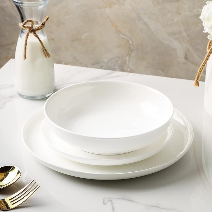Stone Lain Gabrielle Formal Bone China Dinnerware Set for 8, White