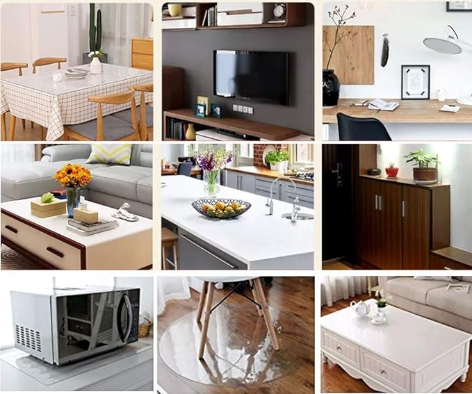 NECAUX Custom 36 x 59 Inch Frosted Table Cover Protector, 1.5mm Thick Plastic Waterproof Heavy Duty Pad for Dining Room Table, Table Cloth Cover Protector, Table Cloth Pad for Kitchen Wood Grain