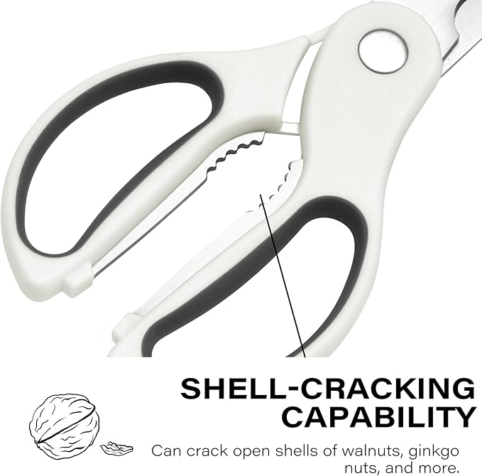 Kitchen Scissors with Magnetic Holder Heavy Duty Magnetic Scissors for Fridge, Kitchen Shears Magnet Sheath Set for Food Meat Pizza Herb Vegetables, White