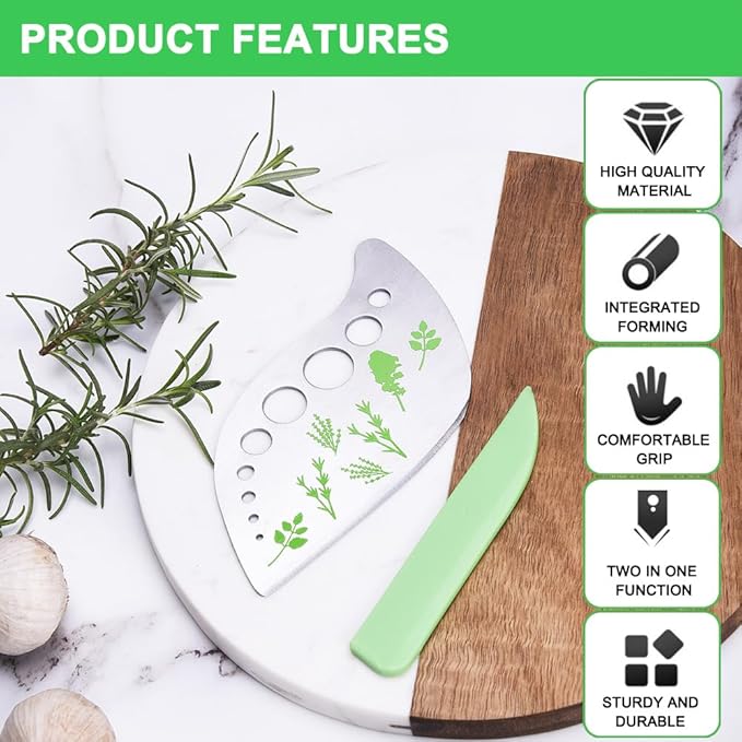 Herb Stripper Tool Leaf Stripper 9 Holes Herb Zip Tool Herb Chopper 2 in 1 Kitchen Gadgets for Kale Thyme Rosemary Basil