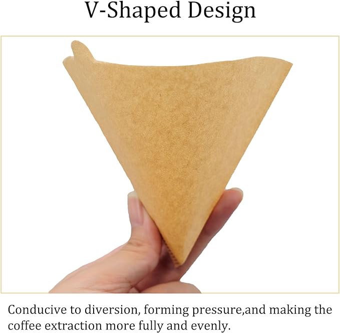 Cone Coffee Filters Size 02, 100 Count 1-4 Cups Unbleached V02 Disposable Coffee Filter Paper, Compatible with Conical Shaped Pour Over Coffee Dripper and Drip Coffee Maker