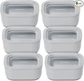 Caraway 6pc Glass Food Storage Set - 2.6 Cup Storage Containers For Food (6) - Non-Toxic Ceramic-Coated Glass - Air Release Technology - Compact & Stackable Design - Gray
