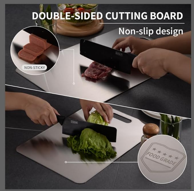 Katuchef Titanium Cutting Board 2025 New Upgrade Pure Titanium Cutting Boards for Kitchen Double Sided Cutting Boards Non Toxic,Hygiene Durable Chopping Board Suitable for Dishwasher Safe(18.11*11.81)