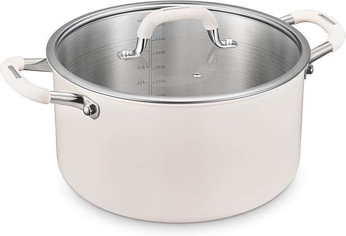 12 Quart Tri-Ply Stainless Steel Stock Pots with Lid, BEZIA Induction Soup Pot with Lid, Large Kitchen Cooking Pots with Silicone Handle, Compatible with All Cooktops, Free of PTFE/PFOA/PFOS