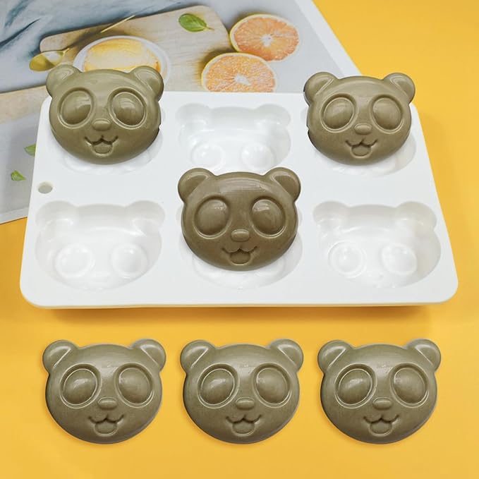 mostsom Silicone Mousse Mold Panda Shape Non-Stick Chocolate Dessert Molds, Flexible Baking Mold for Mousse Cake, Pudding, Jelly, Candy, Ice Cube (A_ Panda)