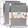 18/0 Stainless Steel Baking Sheet with Cooling Rack, Oven-Safe Non-Toxic Cookie Sheets for Baking, Set of 4, Coating Free & Rust Resistant for Healthy Family Baking, Easy to Clean, Heavy-Duty
