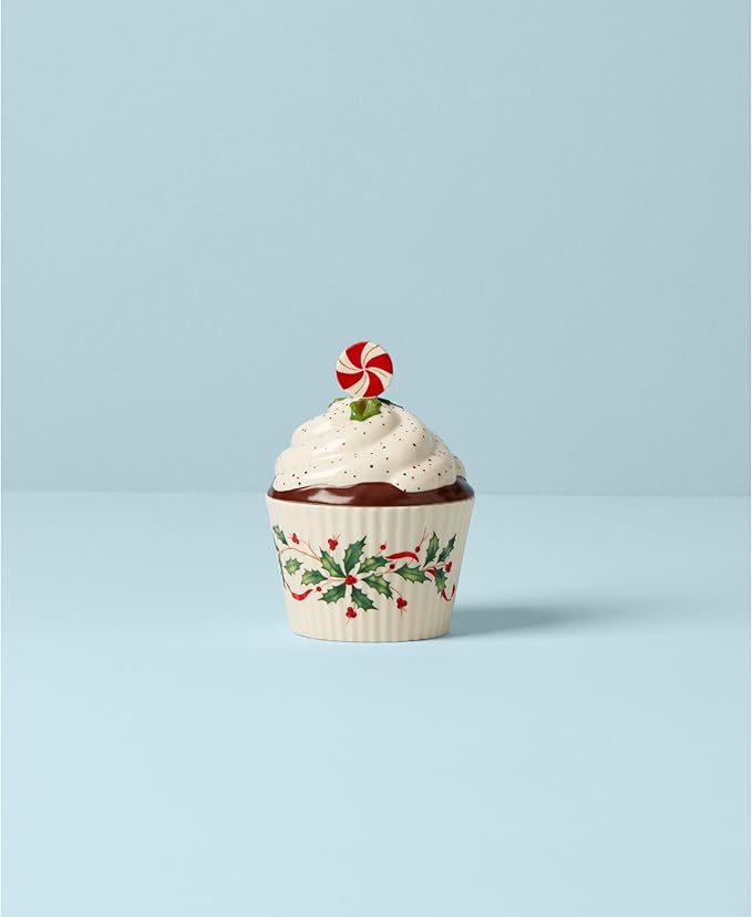 Lenox 886642 Holiday Bakeshop Cupcake Candy Dish, Christmas Hosting