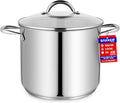 Stainless Steel Stockpot with Tempered Glass Lid 14 Quart, Durable 18/0 Stainless Steel, Impact-Bonded Base for Even Heating, Riveted Handles, Oven & All Stove Compatible, Safe Up To 500°F (260°C)