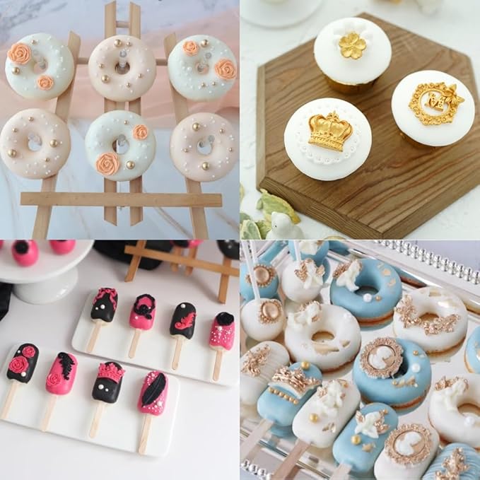 Vintage Picture Frame Fondant Mold Baroque Style Crown Rose Flower Silicone Mold for Chocolate Sugarcraft Cupcake Topper Jewelry Polymer Clay Crafting Projects