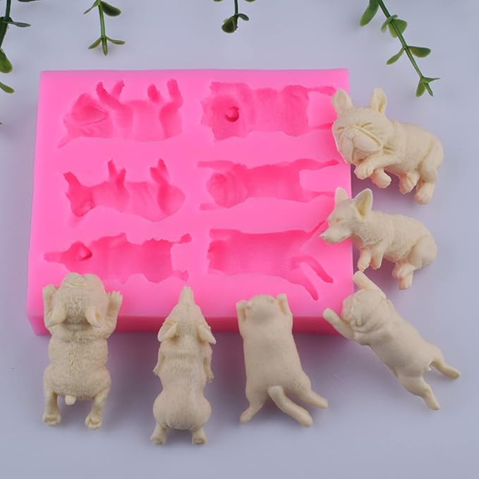 3D Fondant Chocolate Candy Cake Decoration Baking Pastry Tools Silicone Soap Mold Resin Polymer Clay Mold (Dog)