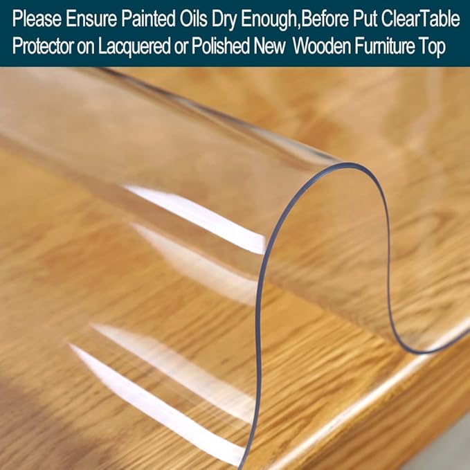 Wadrac Multisize Small PVC Clear Desk Cover Top Protector-12x26 inch Heat Resistant 1.5mm Thick Plastic Cloths Rectangular Vinyl Non-Slip Desk Pad for Painting Side Corner Table/Writing Study Desk