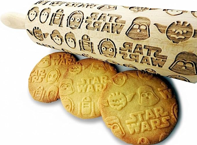 STAR ROLLING PIN WOODEN EMBOSSING ROLLING PIN for homemade cookies