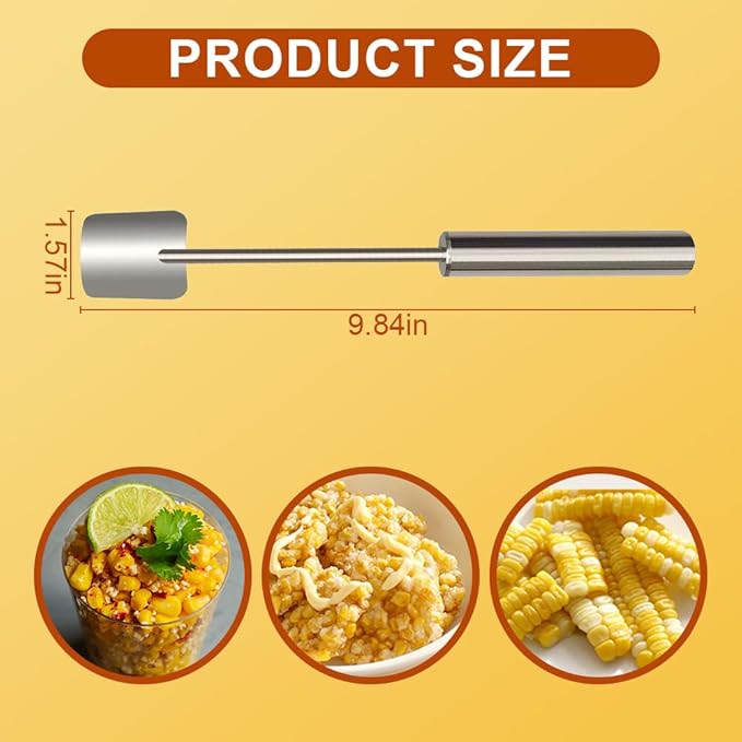 2025 New Long Handle Stainless Steel Corn Stripping Tool, Easy Clean Corn Cob Peeler Corn Peeler Tool, Corn Peeler Stainless Steel Splitter Tool Suitable for Home Kitchen (A-2Pcs)
