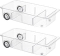Attelite RollOut Refrigerator Drawer Organizer and Storage Clear Design with Dividers, Fridge Organizer on Wheels, Upgrade Thick Plastic Pantry Storage Bins, Kitchen Organization 2 Set