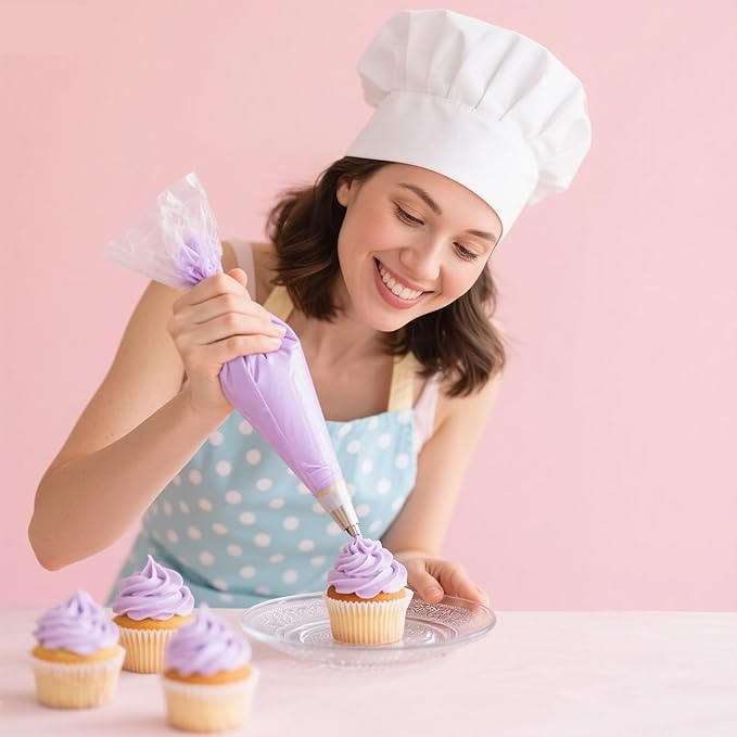 Piping Bags and Tips Set, 100pcs Pastry Bags Cakes Decorating Supplies Kit, 3 Cake Scraper, 2 Couplers, 16 Piping Tips, 2 Bag Ties (12 INCH)