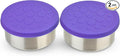 LunchBots 2.5 oz Stainless Steel Dressing Container for Condiments, Dips, Snacks, Dipping Sauce Cups with Silicone Lid, Fits in Lunch Bags and Bento Boxes - Set of 2 (Purple)