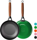 YUTANN 12 Inch Cast Iron Skillet,Pre-Seasoned Large Nonstick Enameled Frying Pan, PFOA&PFAS-Free, Detachable Scald-resistant Wooden Handle, Easy to Clean,Stovetop and oven compatible