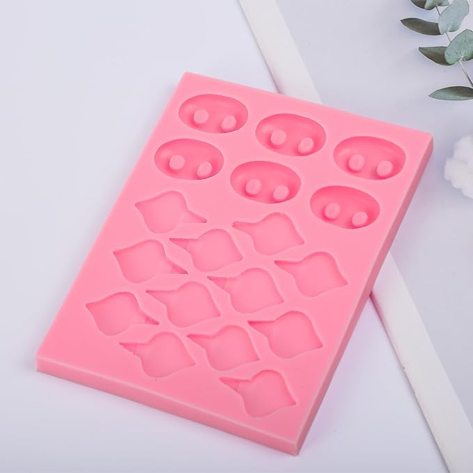 Pig Nose Chocolate Silicone Mold Pig Ear Fondant Molds, for Baby Showers, Birthday Party Cake Decoration Candy Cookie Muffins Flower Paste DIY Gypsum Epoxy Polymer Clay Crafts