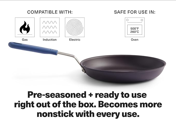 Misen 10 Inch Pre-Seasoned Carbon Steel Fry Pan – Lightweight, Even Heating, Heat Retention – Oven Safe to 500°F – Ideal for Searing, Sautéing, and Frying – Versatile Durable, Easy to Clean